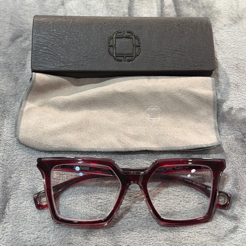 Blake Kuwahara Knowles Eyeglasses Unisex Wine Geometric Japan Frames 52-18-145 - Picture 1 of 9